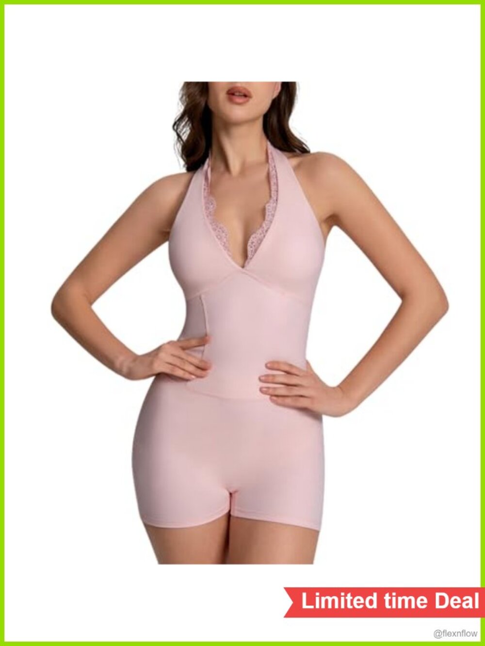 Women's Sexy Backless Lace Trim Jumpsuit One Piece Workout Romper